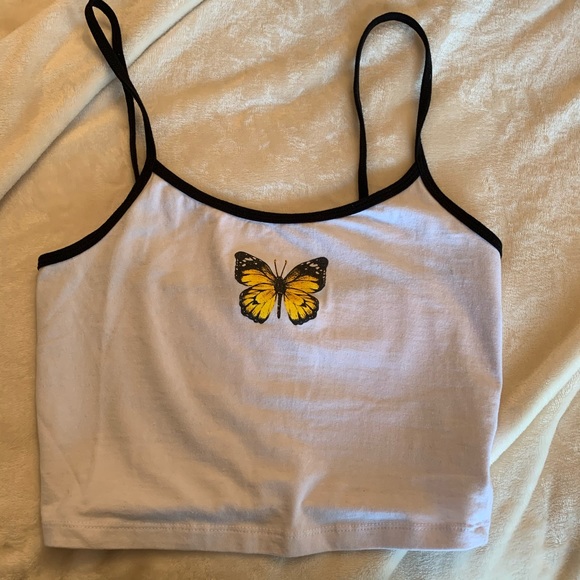Urban outfitters white butterfly cropped tank - Picture 4 of 5
